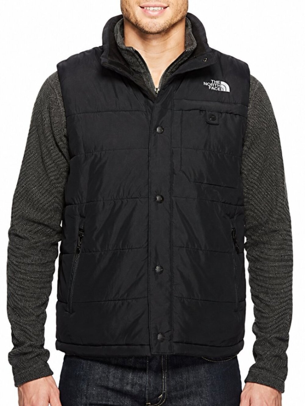 THE NORTH FACE Harway Puffer Vest Black Large Button Closure Gorpcore Outdoor